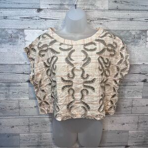 Free People We The Free Embroidered Cut Out Top Size M